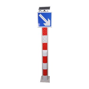 Aluminum Alloy Solar Intelligent Traffic Signal Light Pole Warning Post Flashing Lamp Pile with Lithium Battery