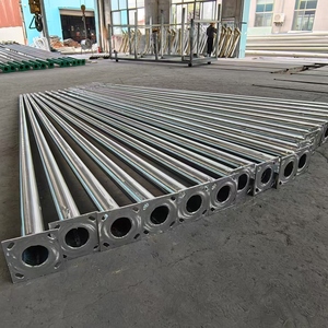 Customized Outdoor 4m 5m 6m 7m 8m 9m 10m 12m Double Single Arm Price Galvanized Steel Solar Street Light Pole Post Lamp Pole